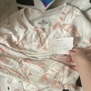 Hollister White and Pink Tie-Dye Sweatshirt
